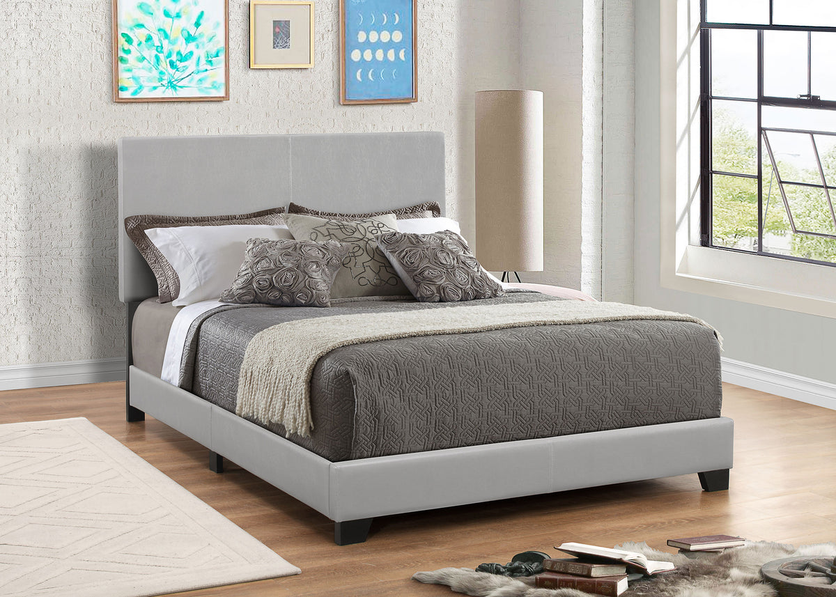 Dorian Faux Leather Upholstered Bed - Full, Grey