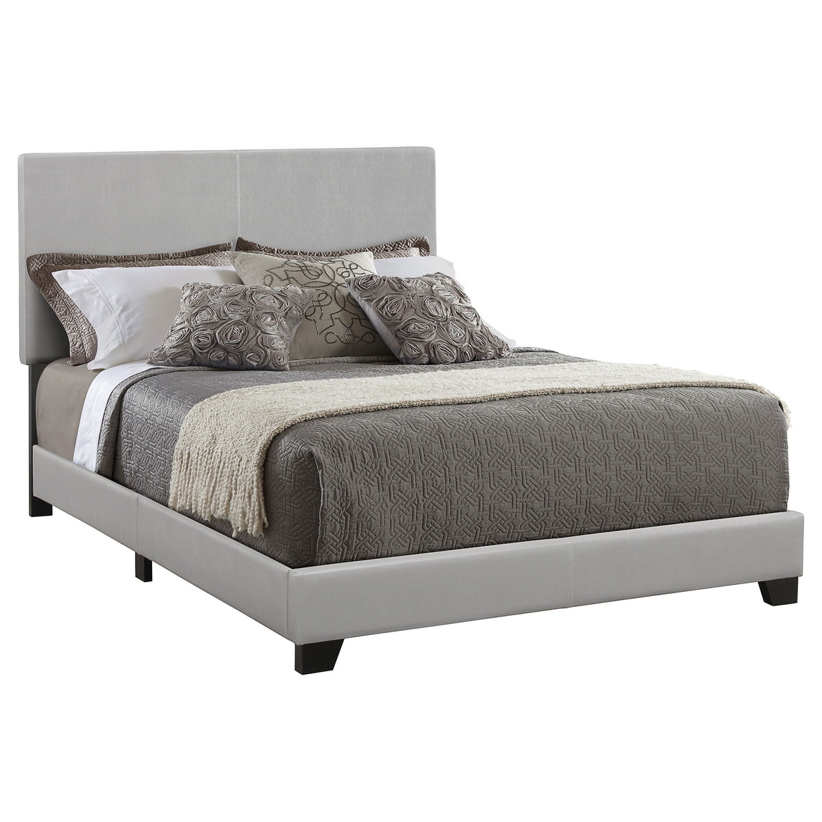 Dorian Faux Leather Upholstered Bed - Queen, Grey