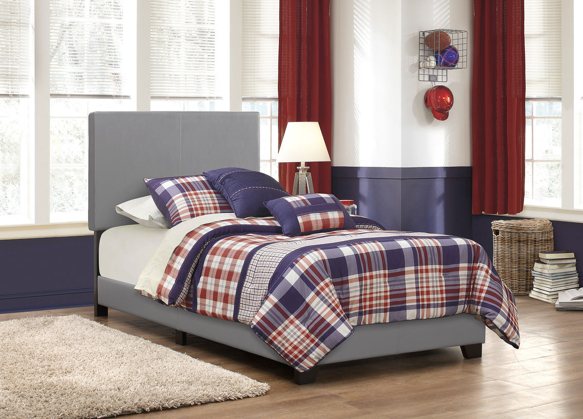 Dorian Faux Leather Upholstered Bed - Twin, Grey