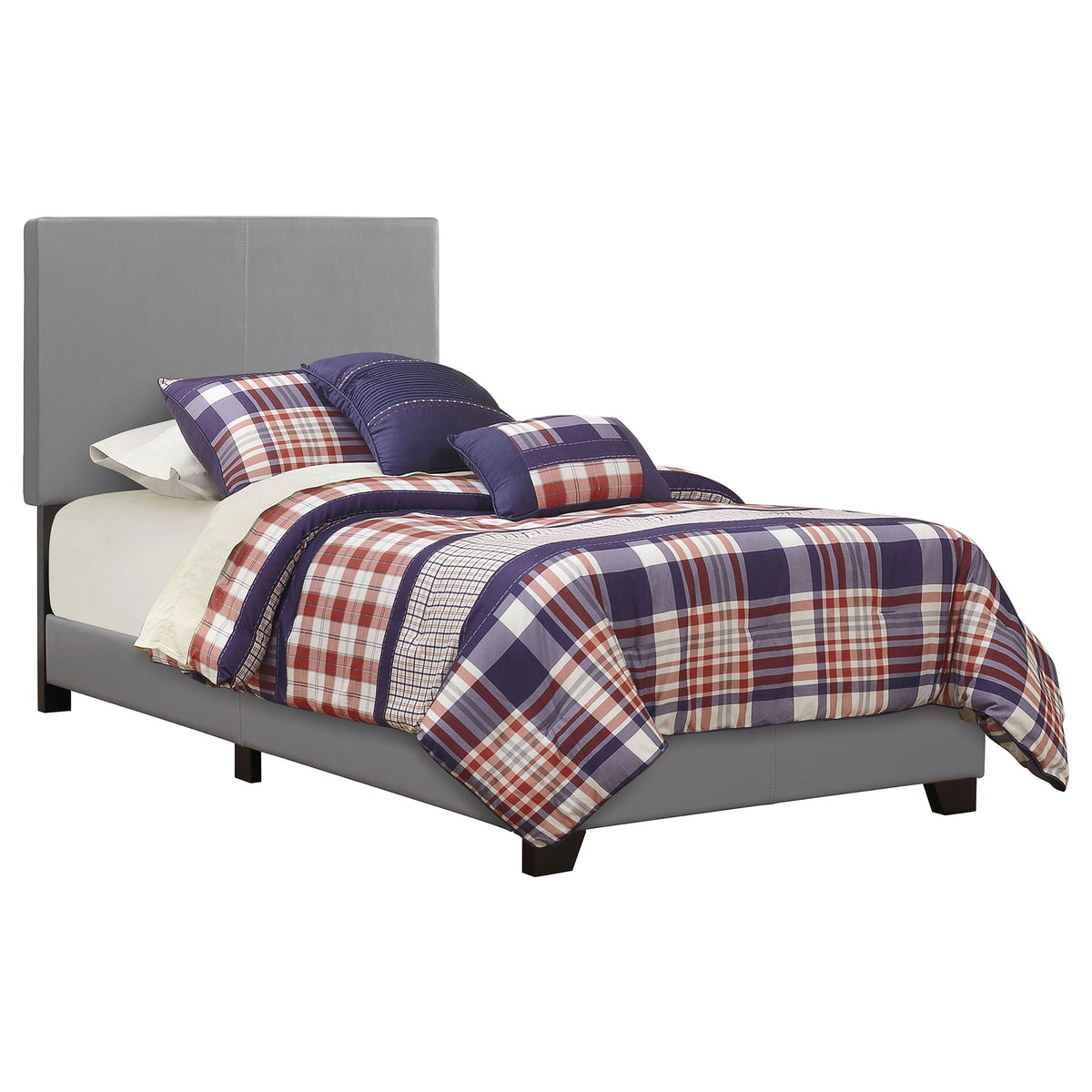 Dorian Faux Leather Upholstered Bed - Twin, Grey