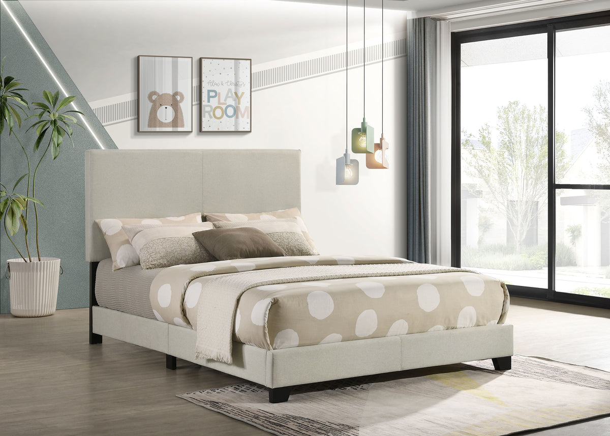 Dorian Fabric Upholstered Panel Bed - Full, Cream