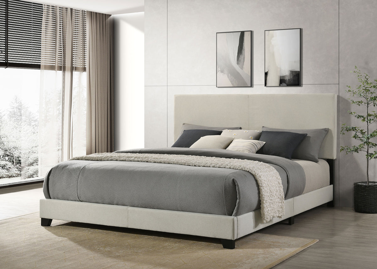 Dorian Fabric Upholstered Panel Bed - Eastern King, Cream