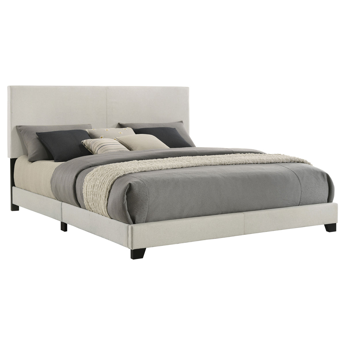 Dorian Fabric Upholstered Panel Bed - Eastern King, Cream