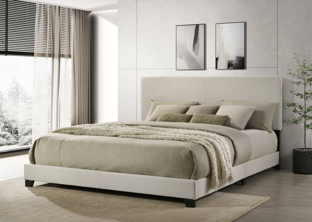 Dorian Fabric Upholstered Panel Bed - California King, Cream