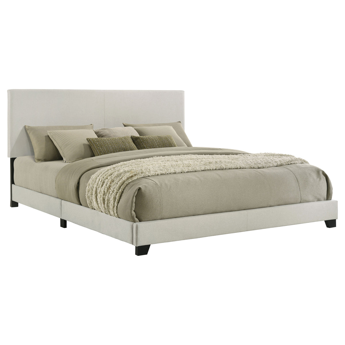 Dorian Fabric Upholstered Panel Bed - California King, Cream