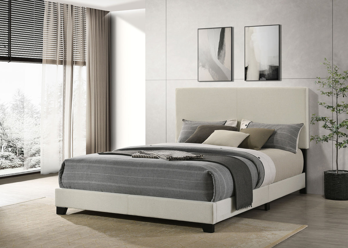 Dorian Fabric Upholstered Panel Bed - Queen, Cream