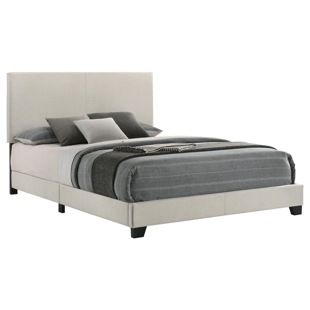 Dorian Fabric Upholstered Panel Bed - Queen, Cream