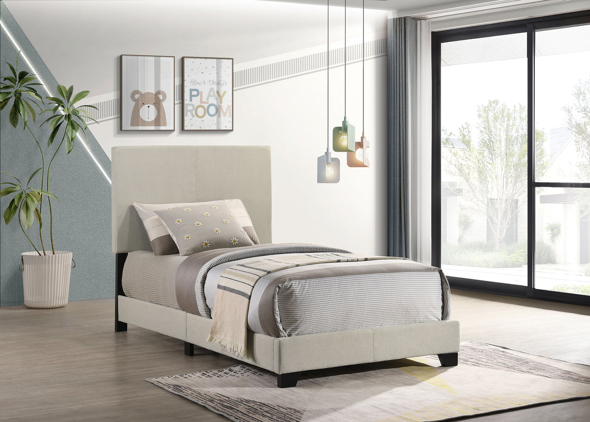 Dorian Fabric Upholstered Panel Bed - Twin, Cream