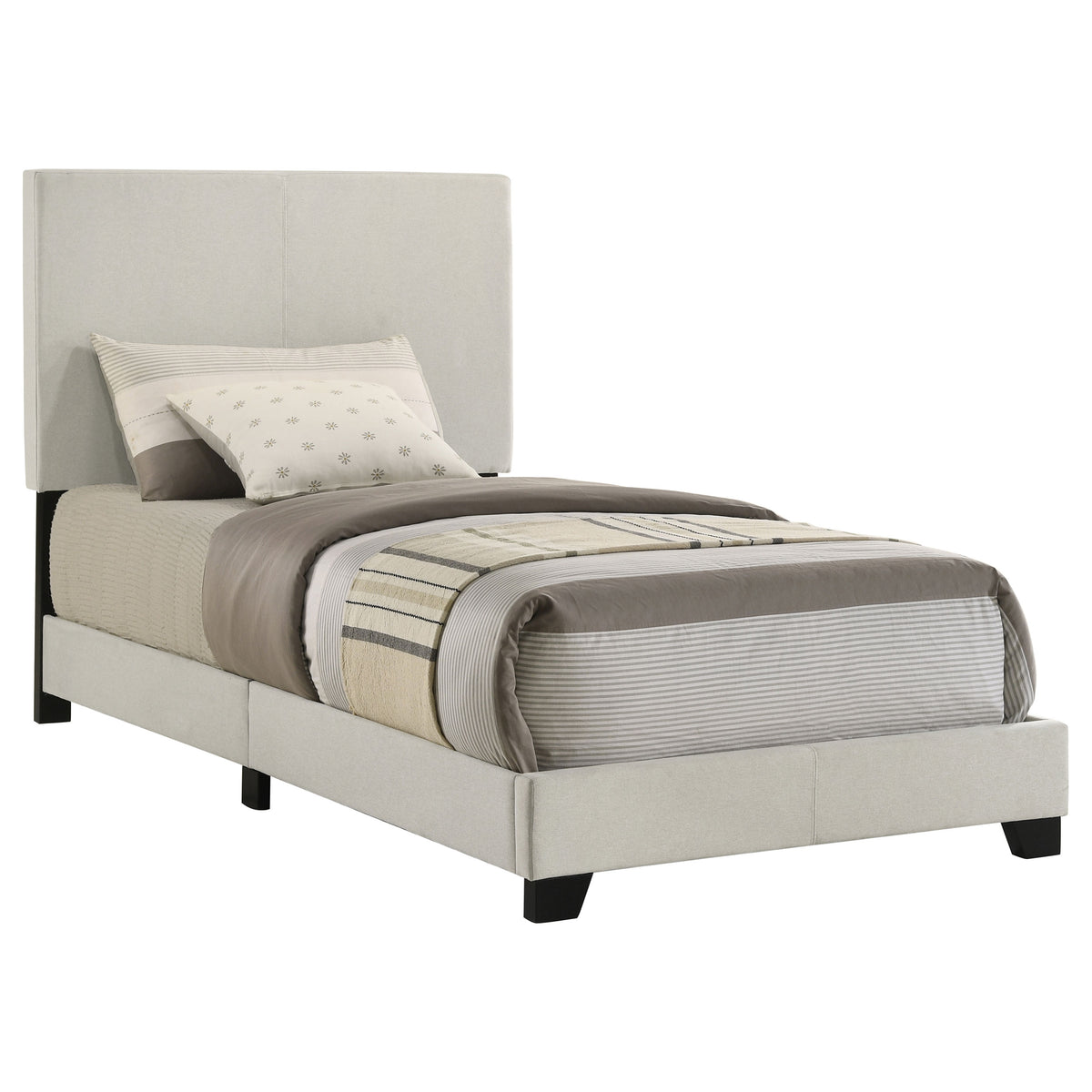 Dorian Fabric Upholstered Panel Bed - Twin, Cream