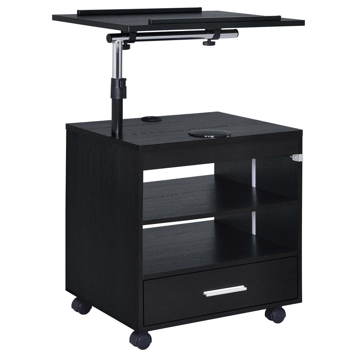 Lerma 1-drawer Adjustable Tray Top Nightstand with Speaker - Black