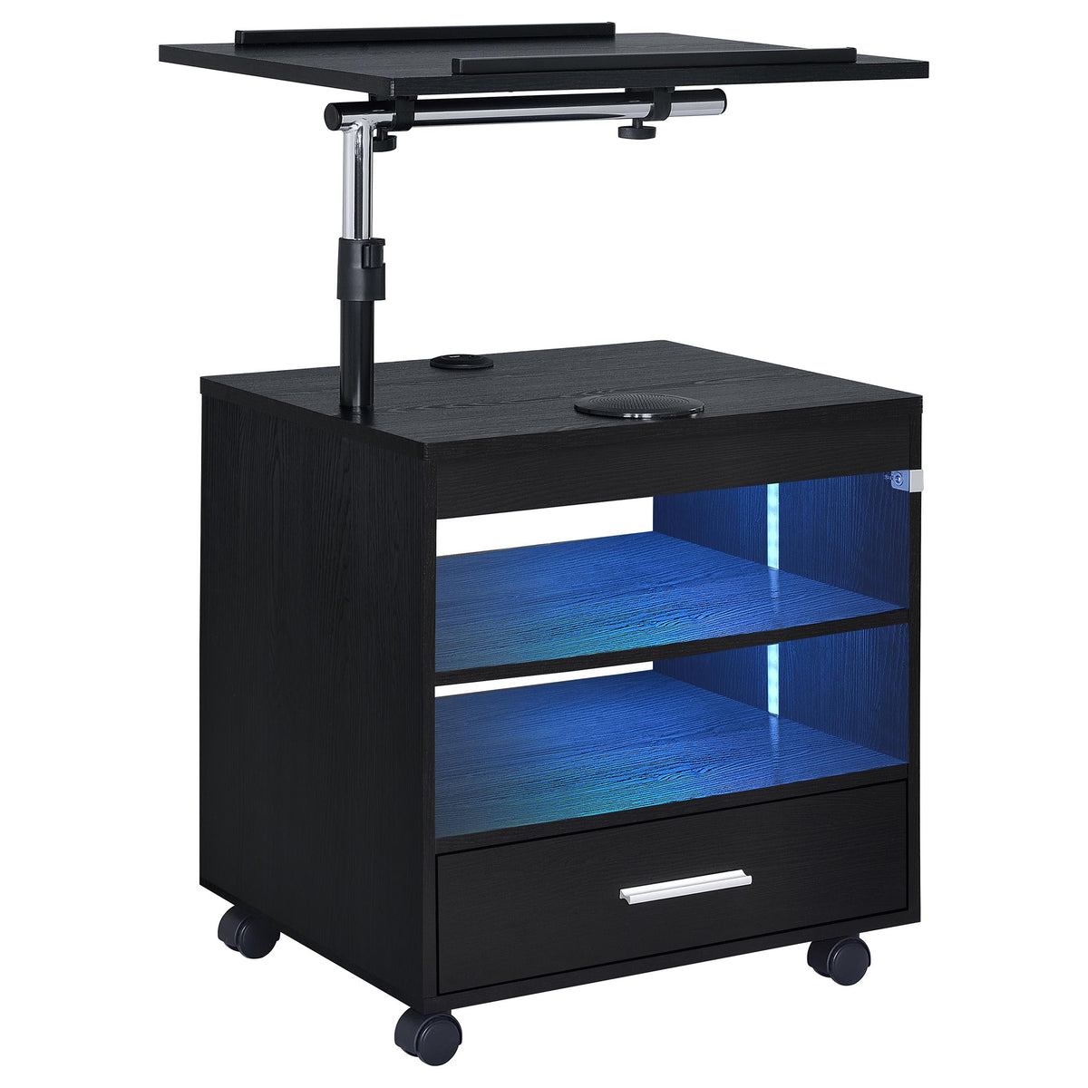 Lerma 1-drawer Adjustable Tray Top Nightstand with Speaker - Black