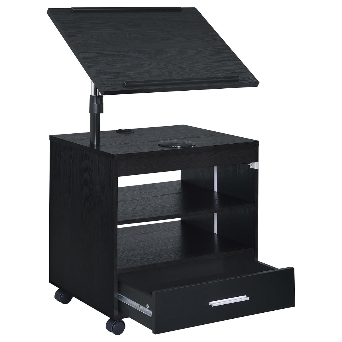 Lerma 1-drawer Adjustable Tray Top Nightstand with Speaker - Black