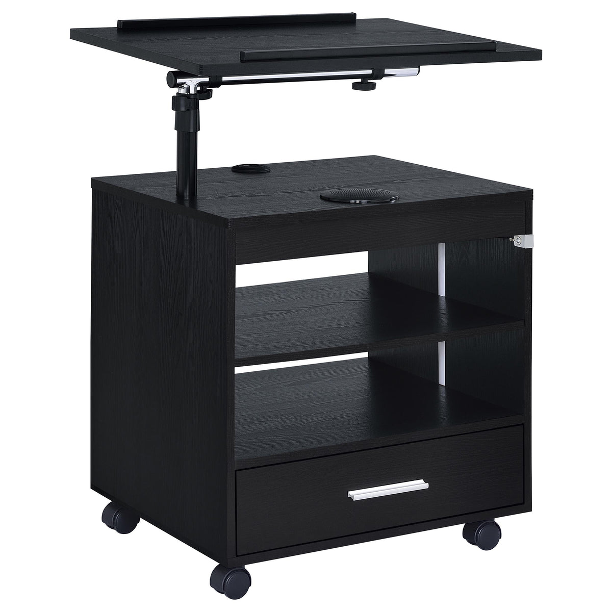Lerma 1-drawer Adjustable Tray Top Nightstand with Speaker - Black