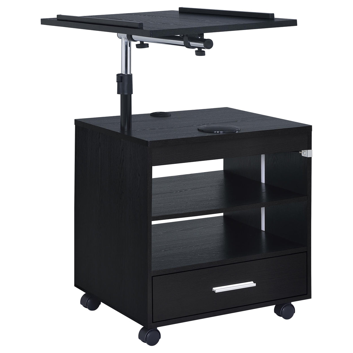 Lerma 1-drawer Adjustable Tray Top Nightstand with Speaker - Black