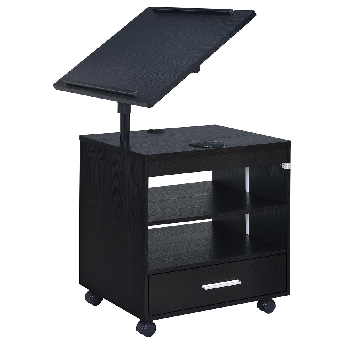 Lerma 1-drawer Adjustable Tray Top Nightstand with Speaker - Black