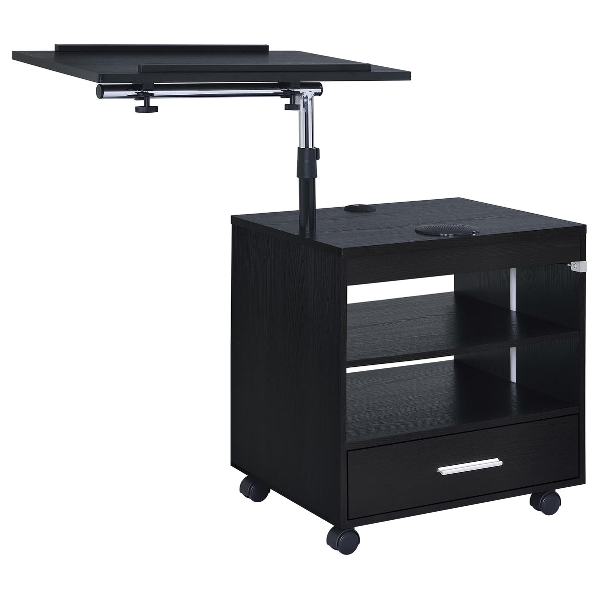 Lerma 1-drawer Adjustable Tray Top Nightstand with Speaker - Black