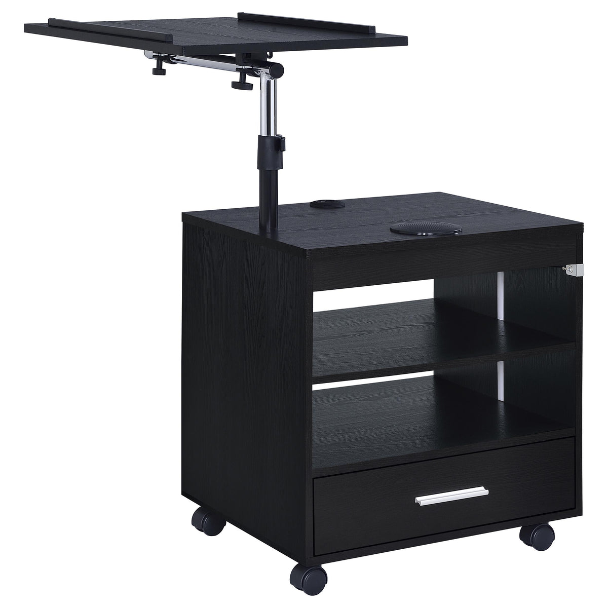 Lerma 1-drawer Adjustable Tray Top Nightstand with Speaker - Black