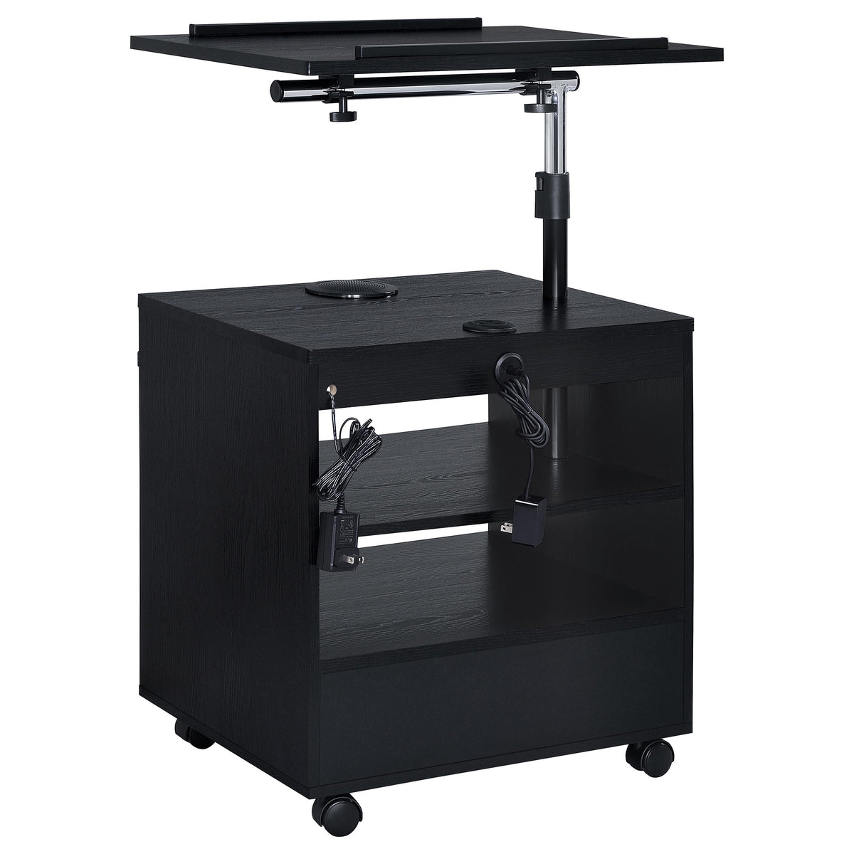 Lerma 1-drawer Adjustable Tray Top Nightstand with Speaker - Black