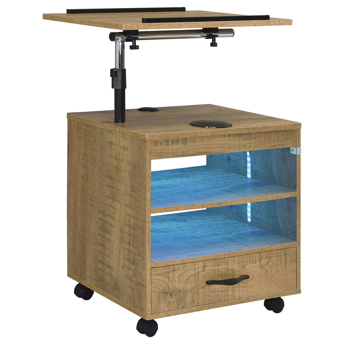 Lerma 1-drawer Adjustable Tray Top Nightstand with Speaker - Mango