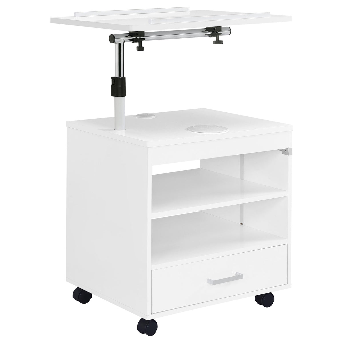 Lerma 1-drawer Adjustable Tray Top Nightstand with Speaker - White