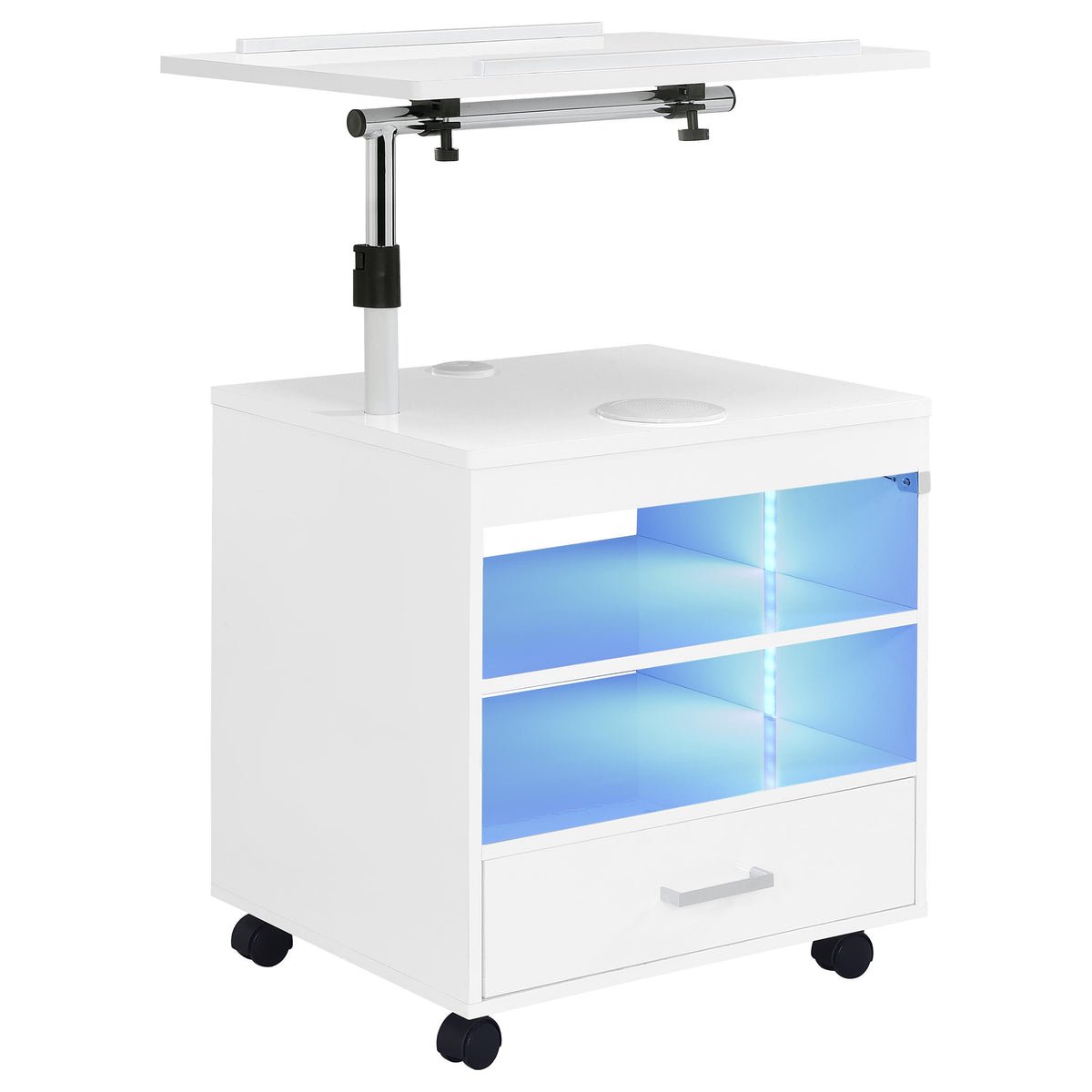Lerma 1-drawer Adjustable Tray Top Nightstand with Speaker - White