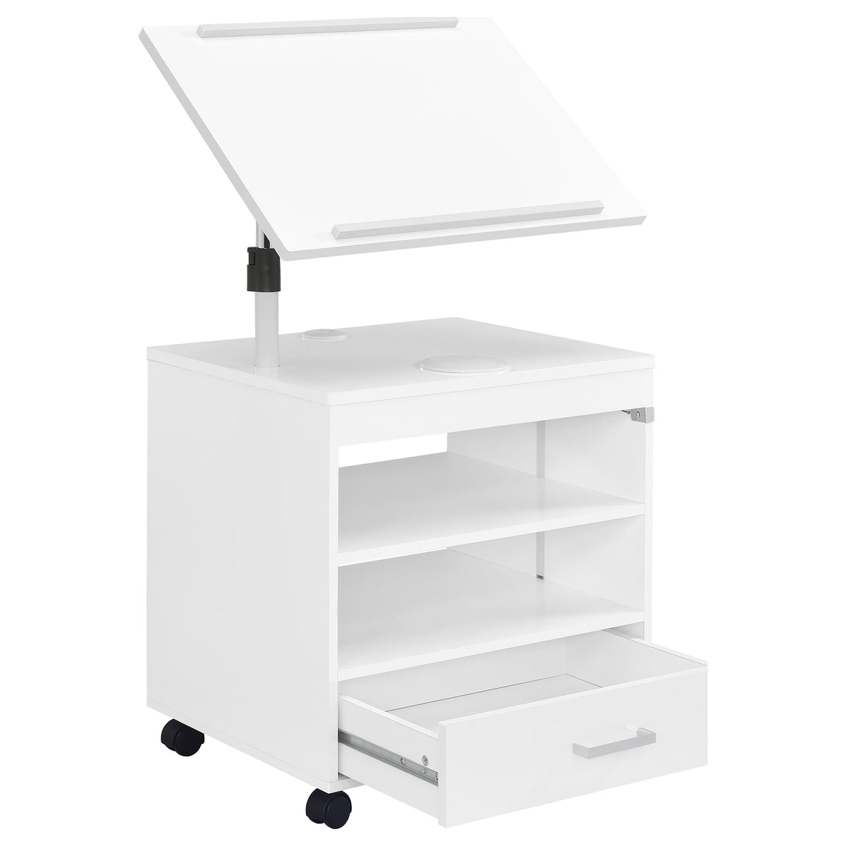 Lerma 1-drawer Adjustable Tray Top Nightstand with Speaker - White