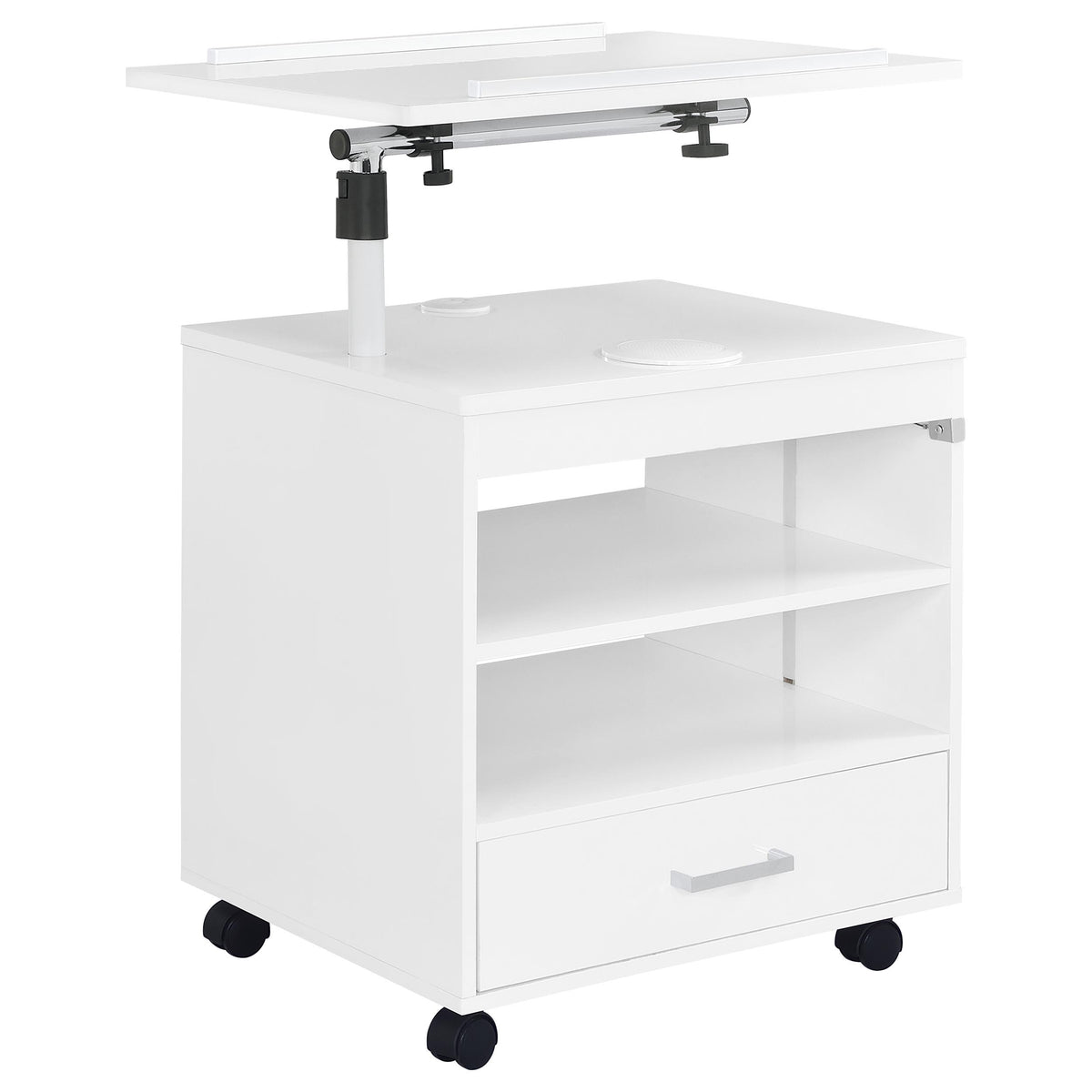 Lerma 1-drawer Adjustable Tray Top Nightstand with Speaker - White