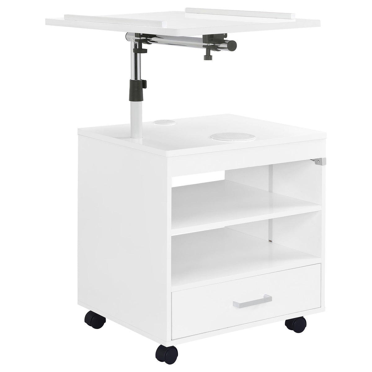 Lerma 1-drawer Adjustable Tray Top Nightstand with Speaker - White