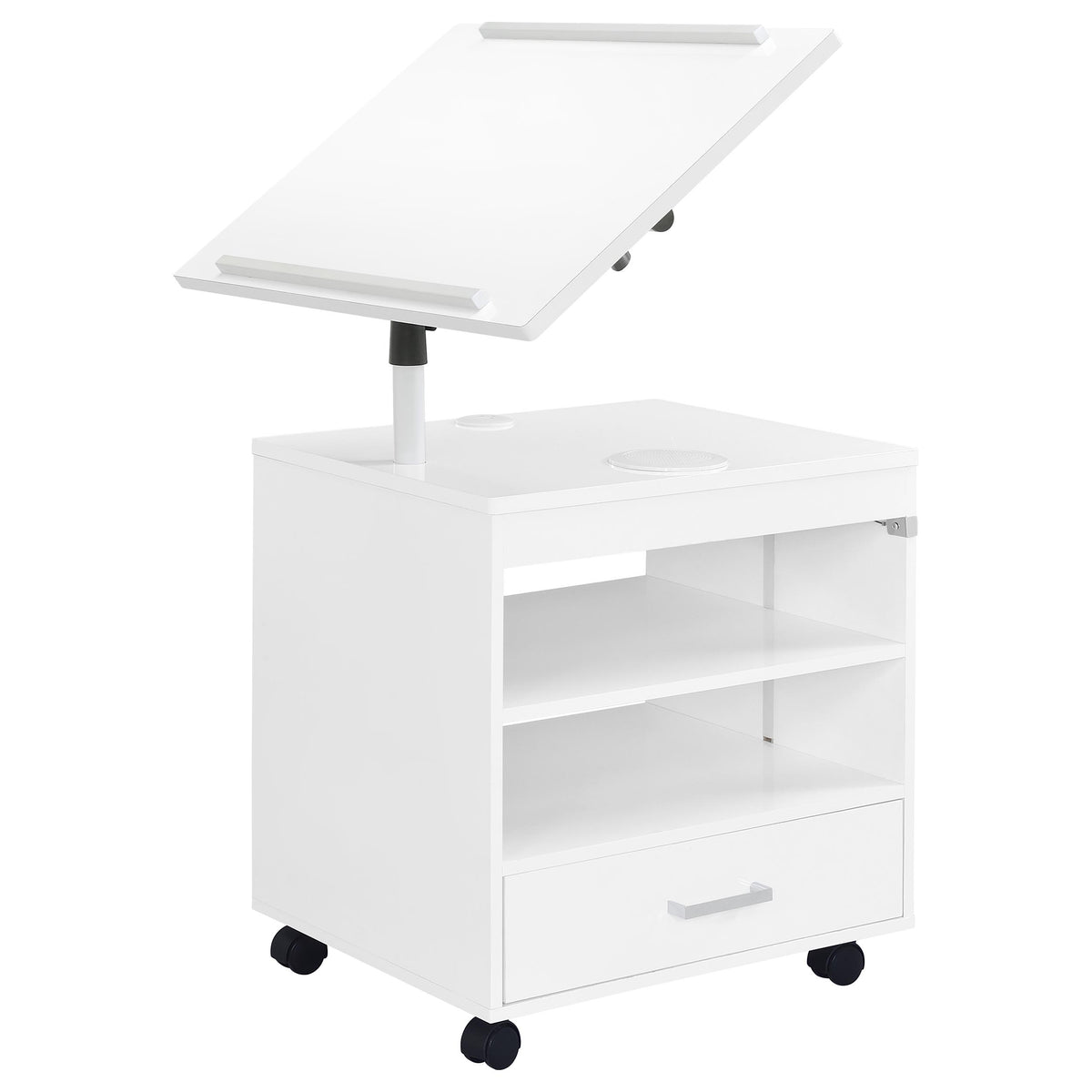 Lerma 1-drawer Adjustable Tray Top Nightstand with Speaker - White