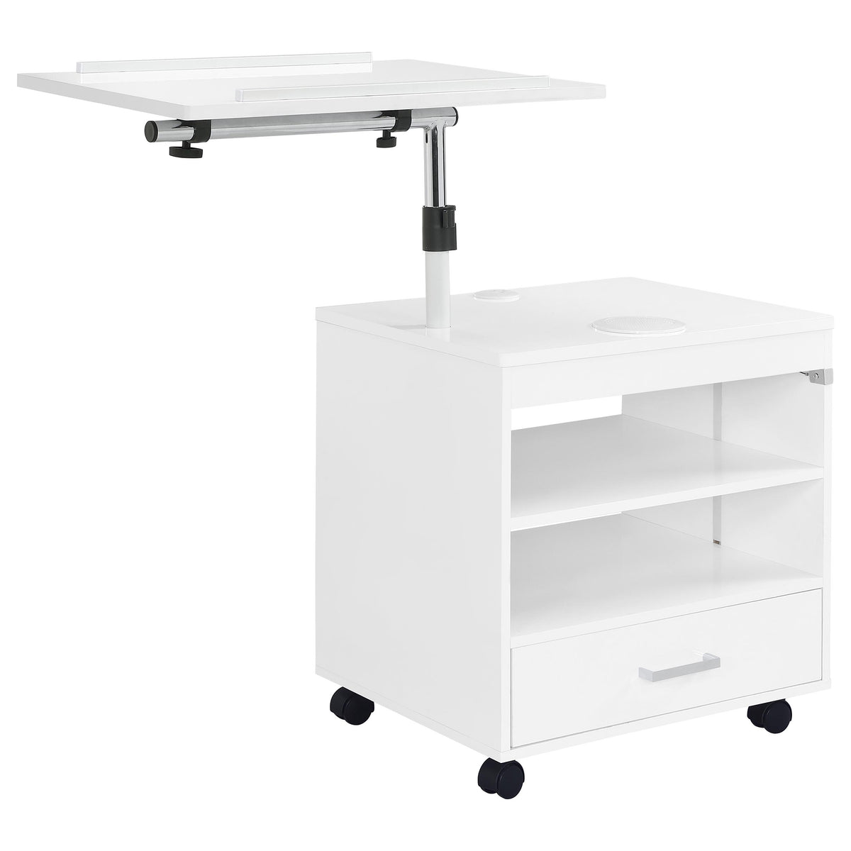 Lerma 1-drawer Adjustable Tray Top Nightstand with Speaker - White