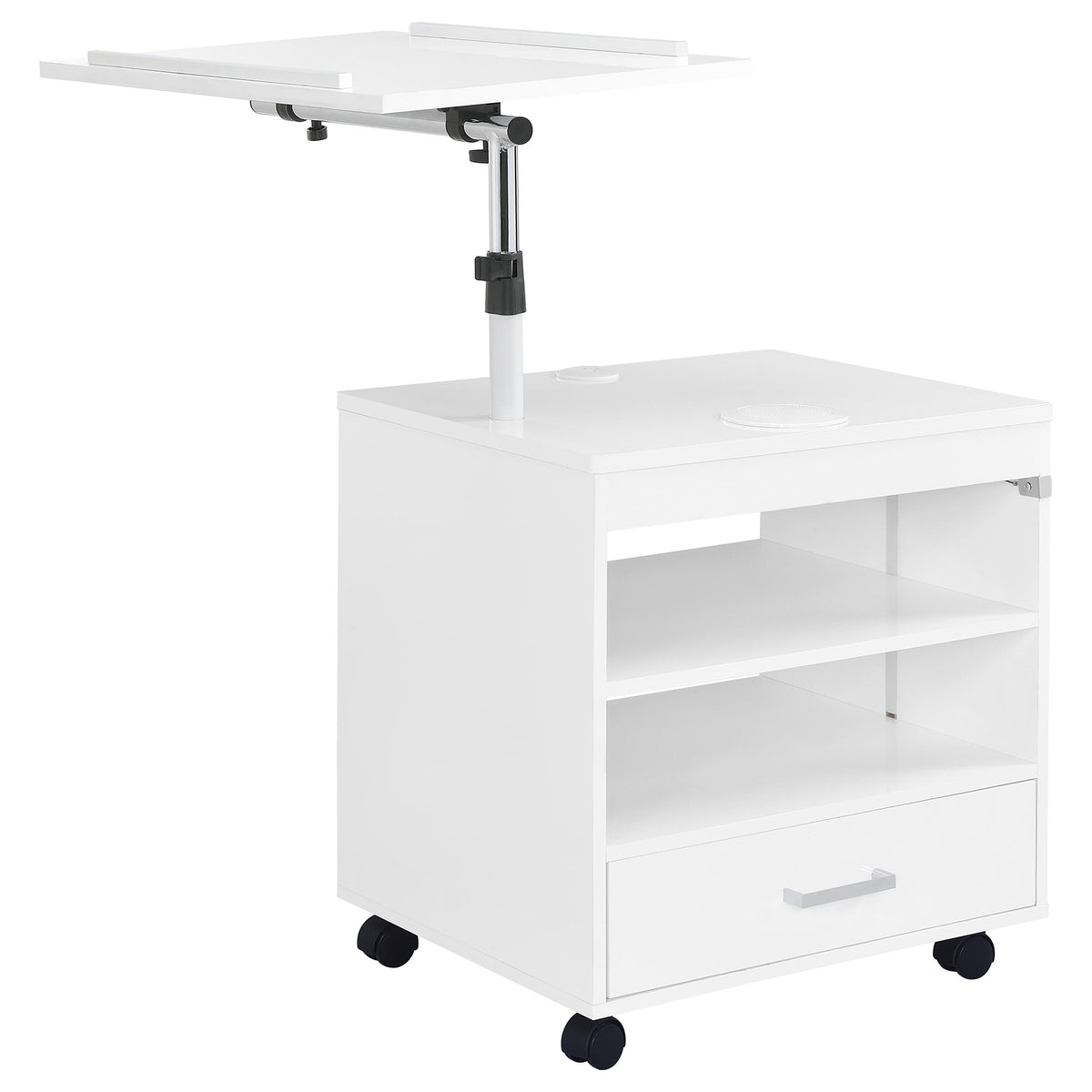 Lerma 1-drawer Adjustable Tray Top Nightstand with Speaker - White