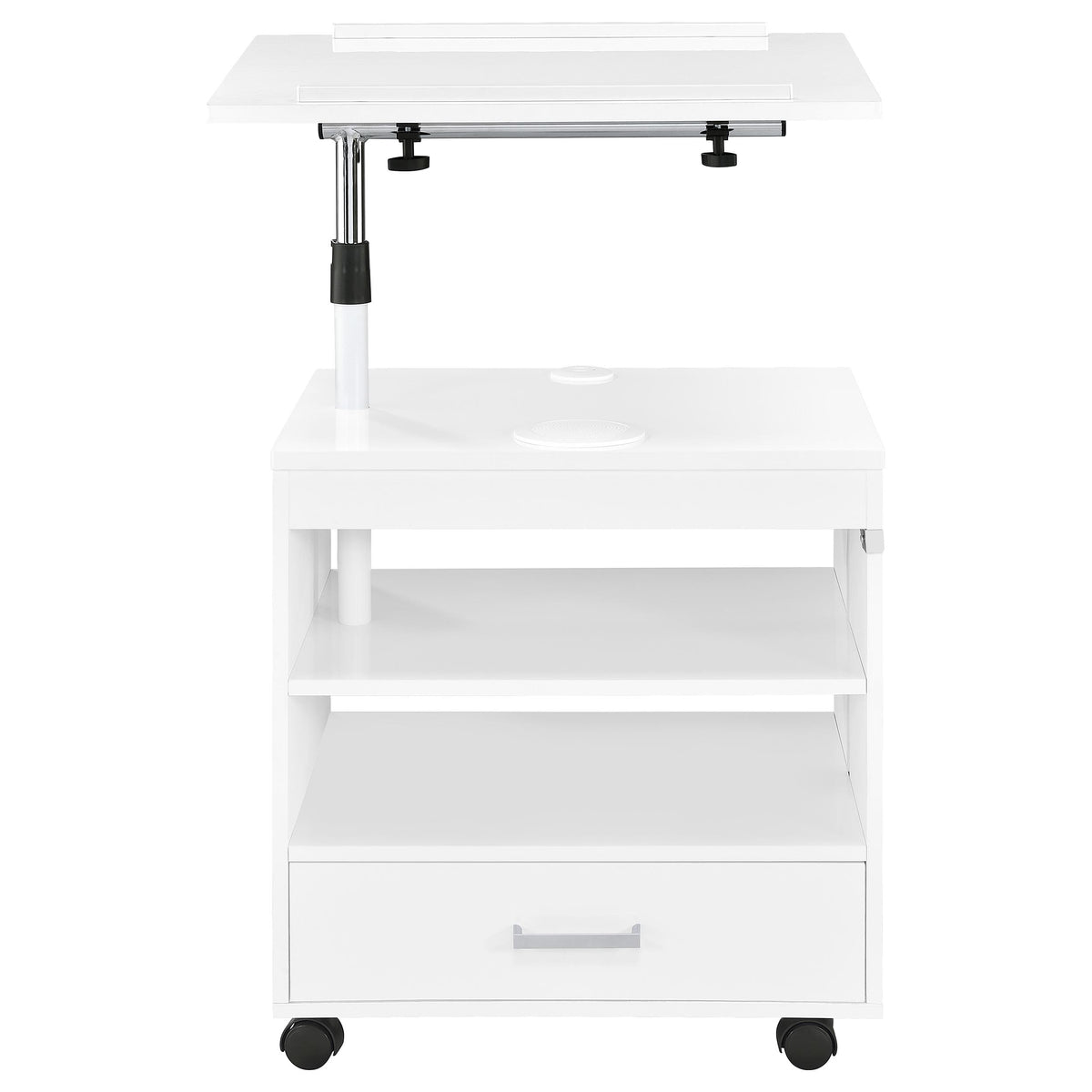 Lerma 1-drawer Adjustable Tray Top Nightstand with Speaker - White