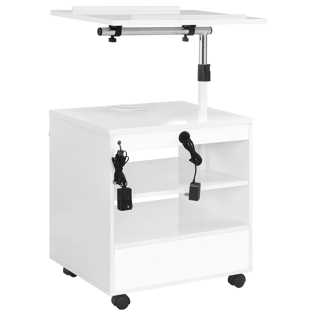 Lerma 1-drawer Adjustable Tray Top Nightstand with Speaker - White