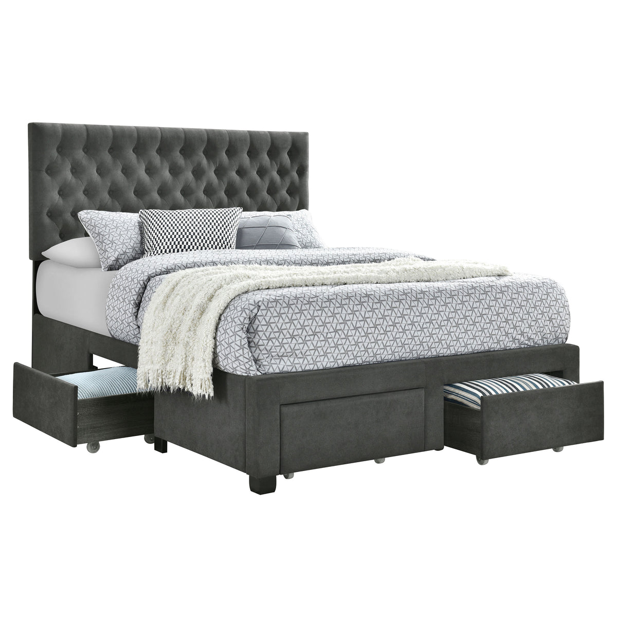 Soledad Upholstered Storage Bed Grey - Full