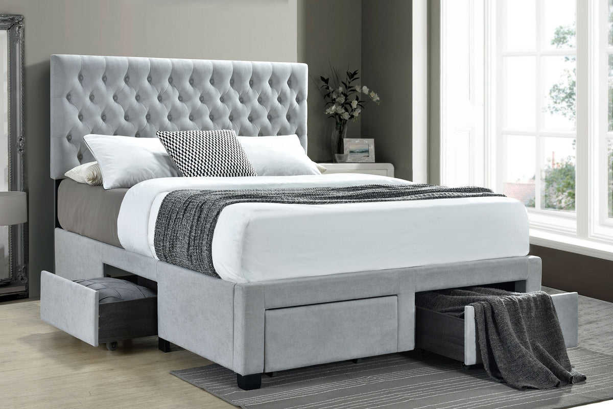 Soledad Upholstered Storage Bed Grey - Full, Light Grey