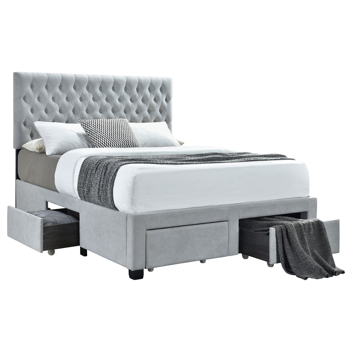 Soledad Upholstered Storage Bed Grey - Eastern King, Light Grey