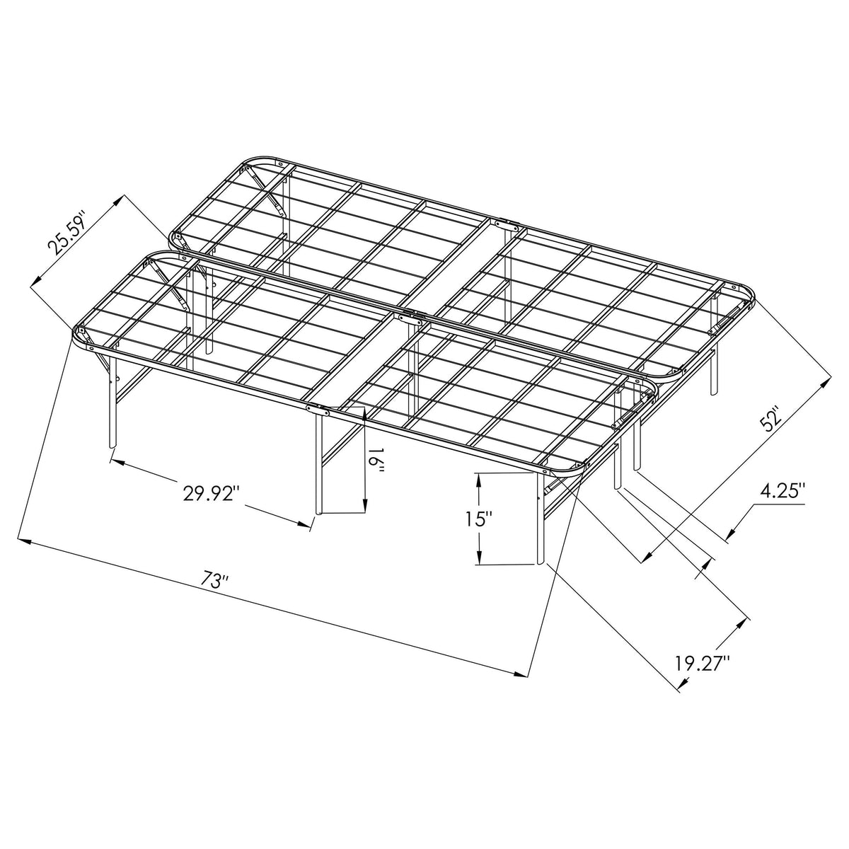 Mabel Metal Mattress Support Platform Bed Black - Full