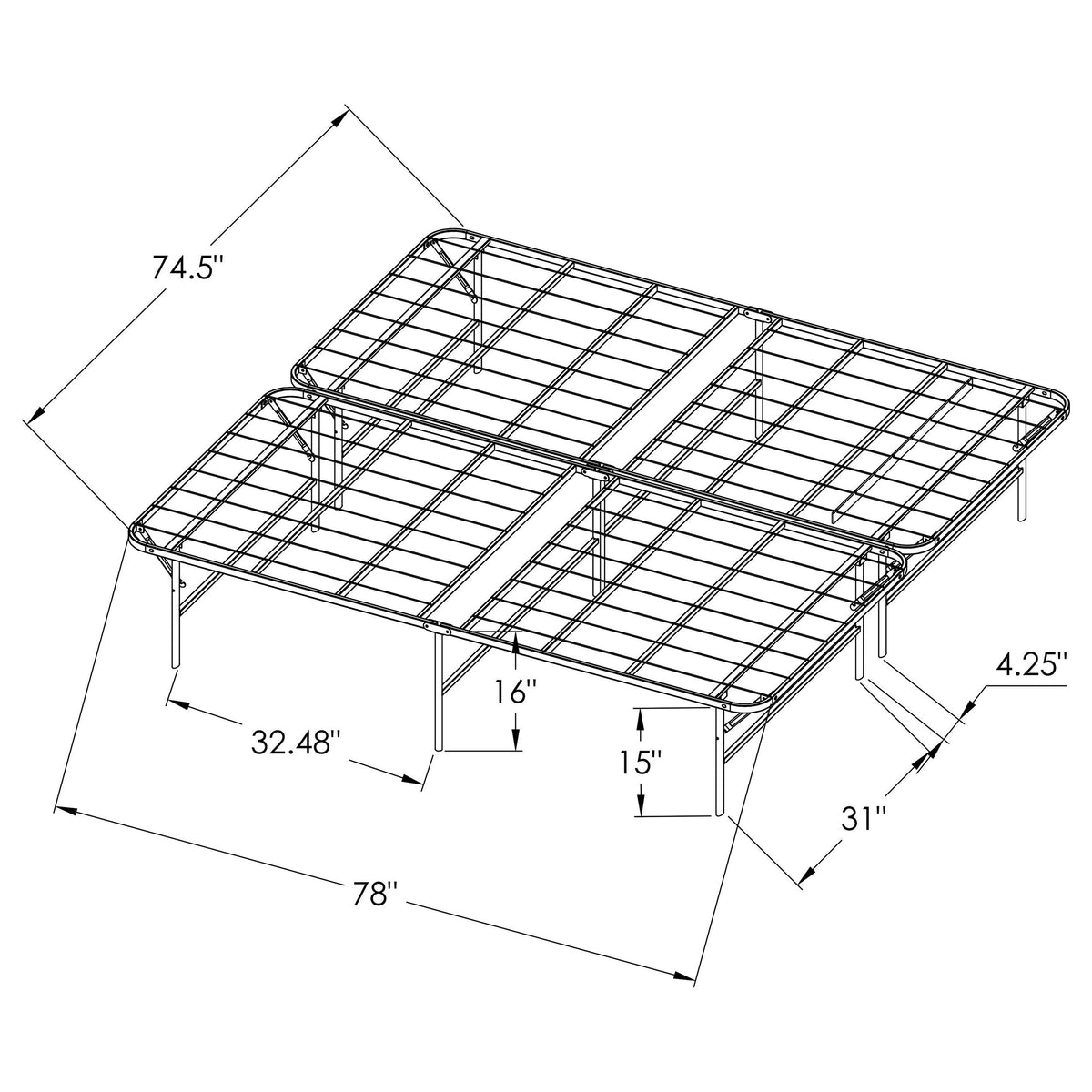 Mabel Metal Mattress Support Platform Bed Black - Eastern King