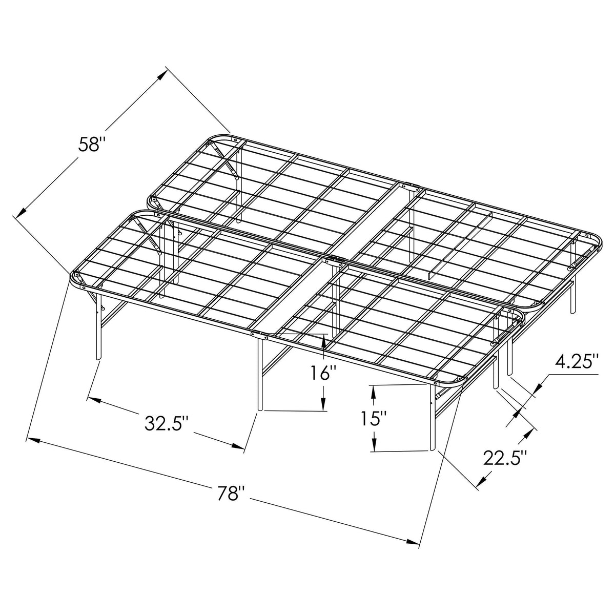 Mabel Metal Mattress Support Platform Bed Black - Queen