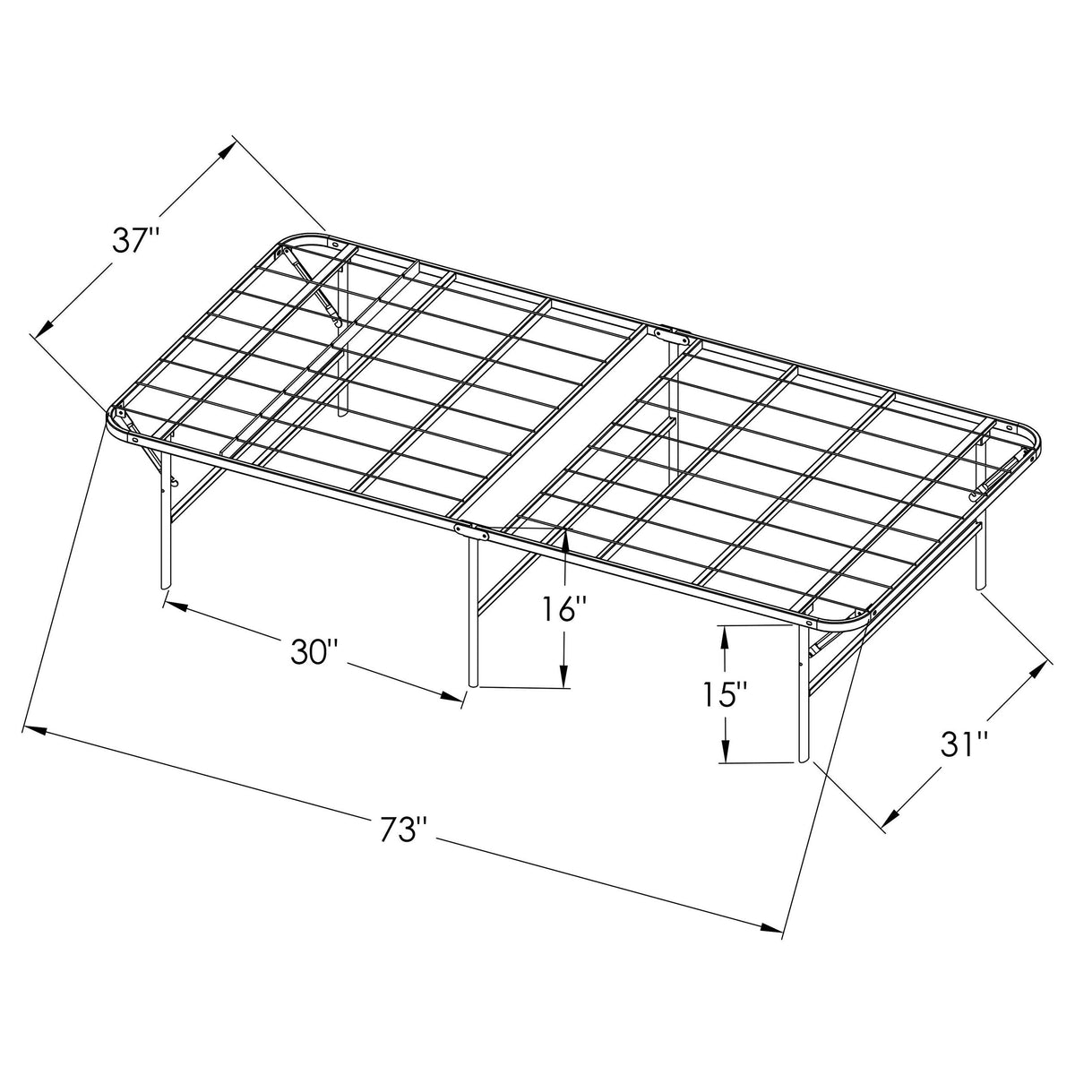 Mabel Metal Mattress Support Platform Bed Black - Twin