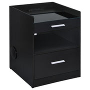 Furda 2-drawer LED Nightstand Bedside Table with Speaker - Black