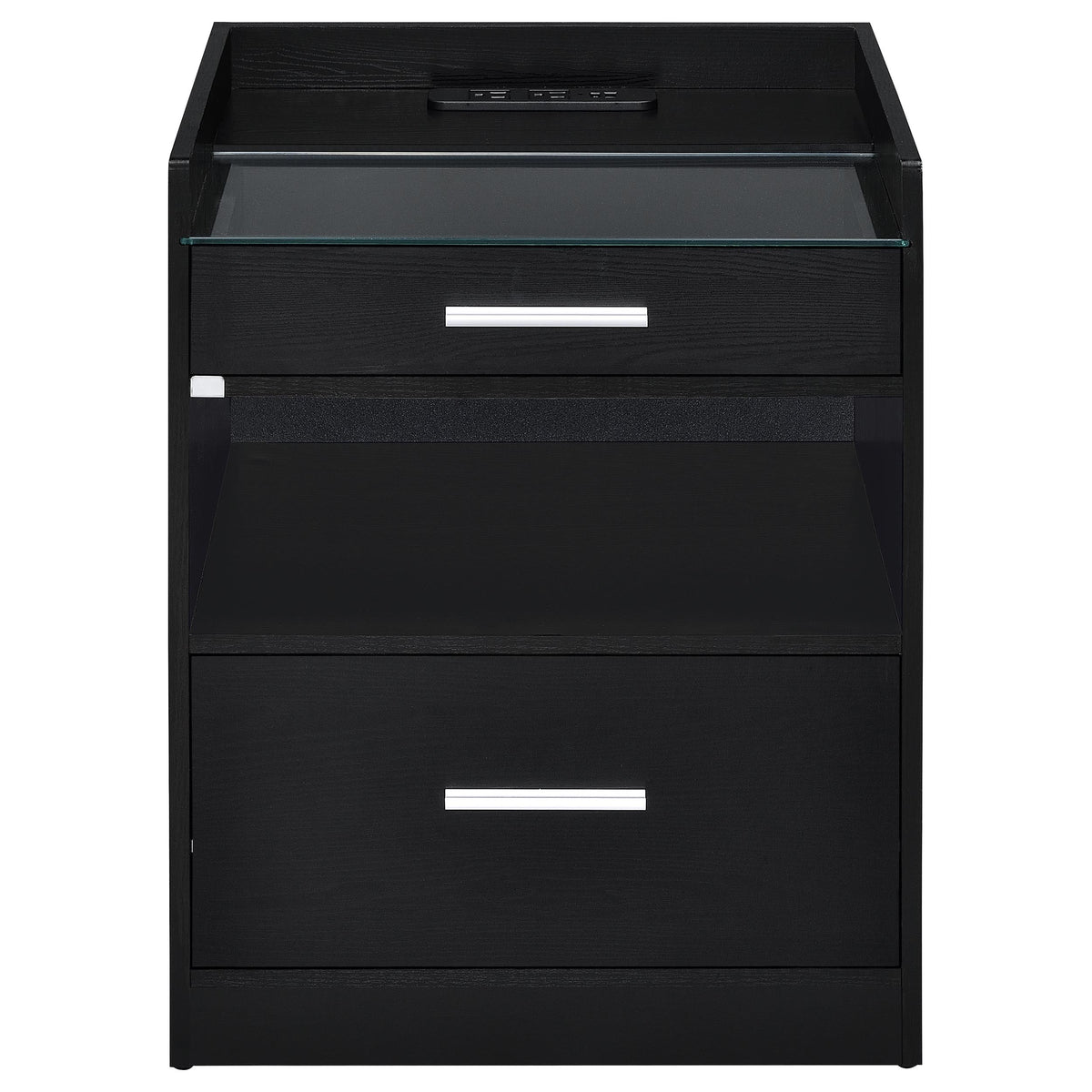 Furda 2-drawer LED Nightstand Bedside Table with Speaker - Black