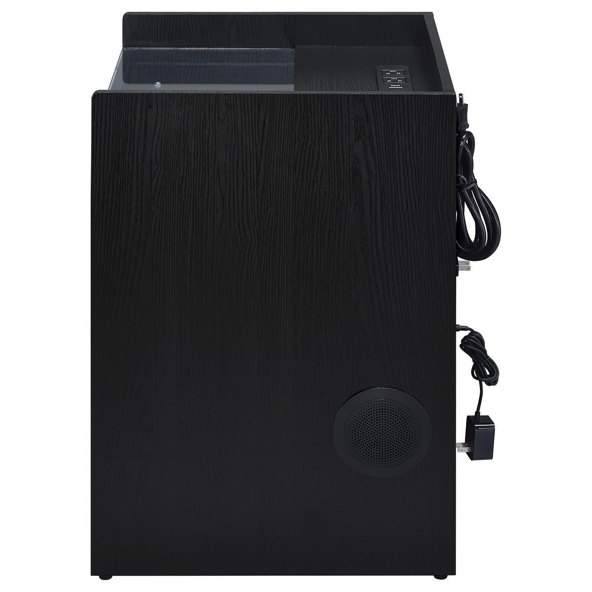Furda 2-drawer LED Nightstand Bedside Table with Speaker - Black