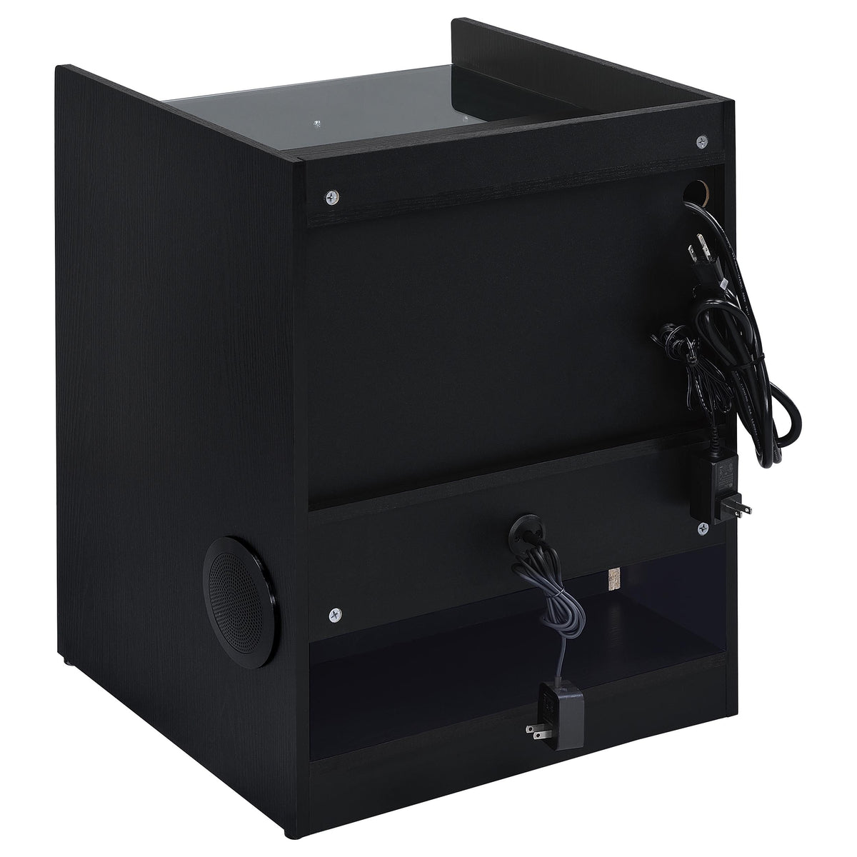 Furda 2-drawer LED Nightstand Bedside Table with Speaker - Black
