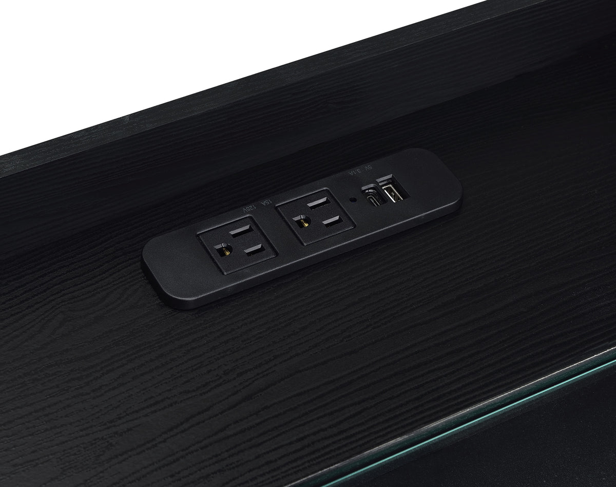 Furda 2-drawer LED Nightstand Bedside Table with Speaker - Black