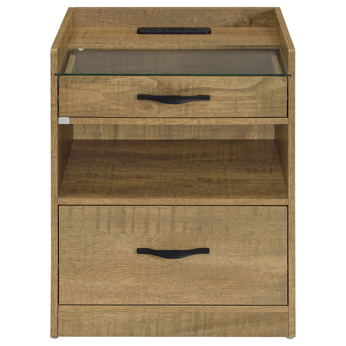 Furda 2-drawer LED Nightstand Bedside Table with Speaker - Mango