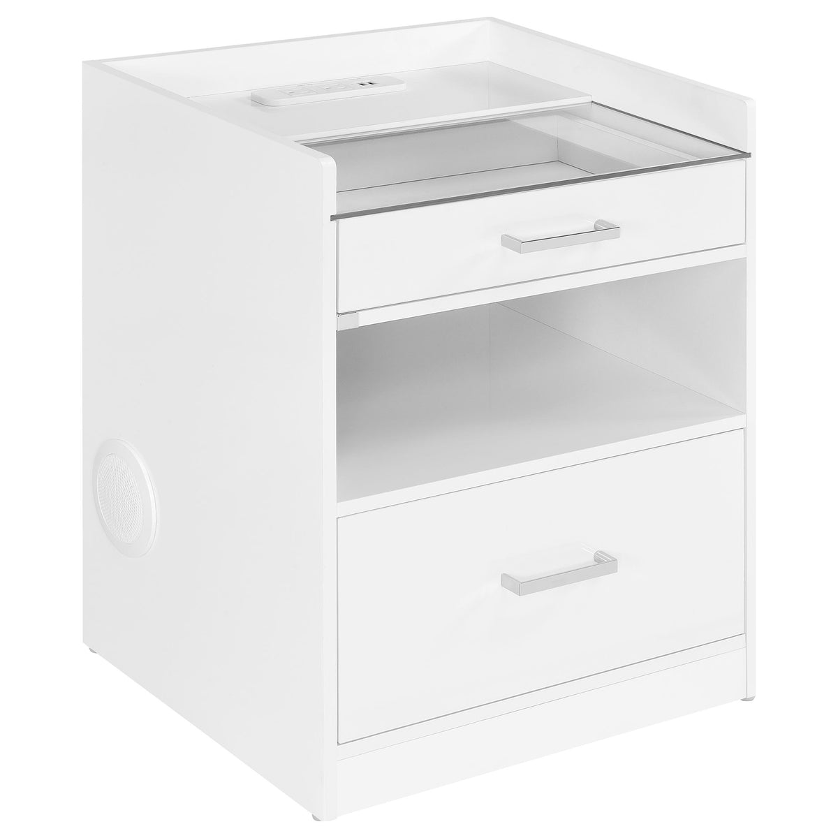 Furda 2-drawer LED Nightstand Bedside Table with Speaker - White