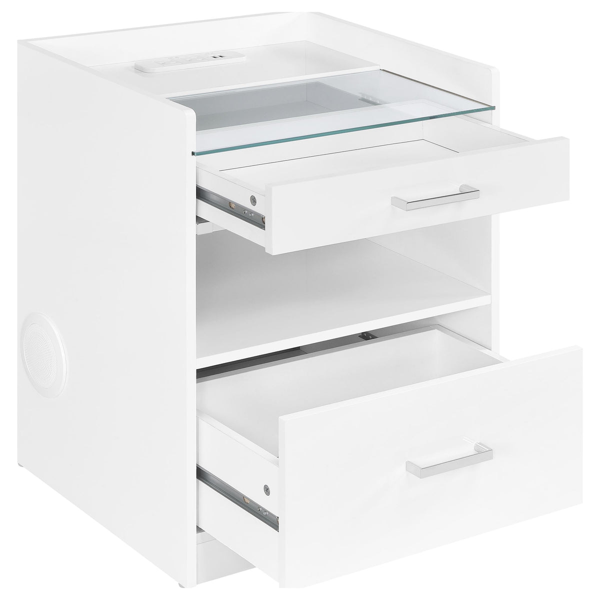 Furda 2-drawer LED Nightstand Bedside Table with Speaker - White
