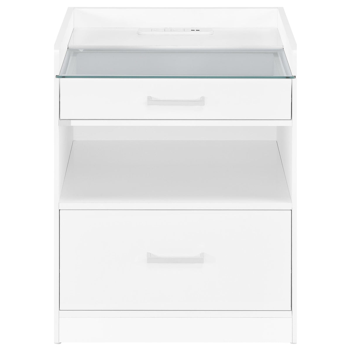 Furda 2-drawer LED Nightstand Bedside Table with Speaker - White