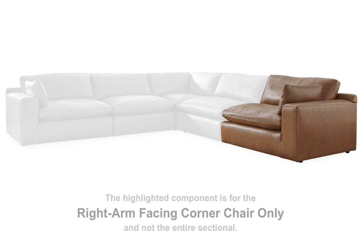 Emilia Corner Chair Leather - Caramel, Right Arm Facing